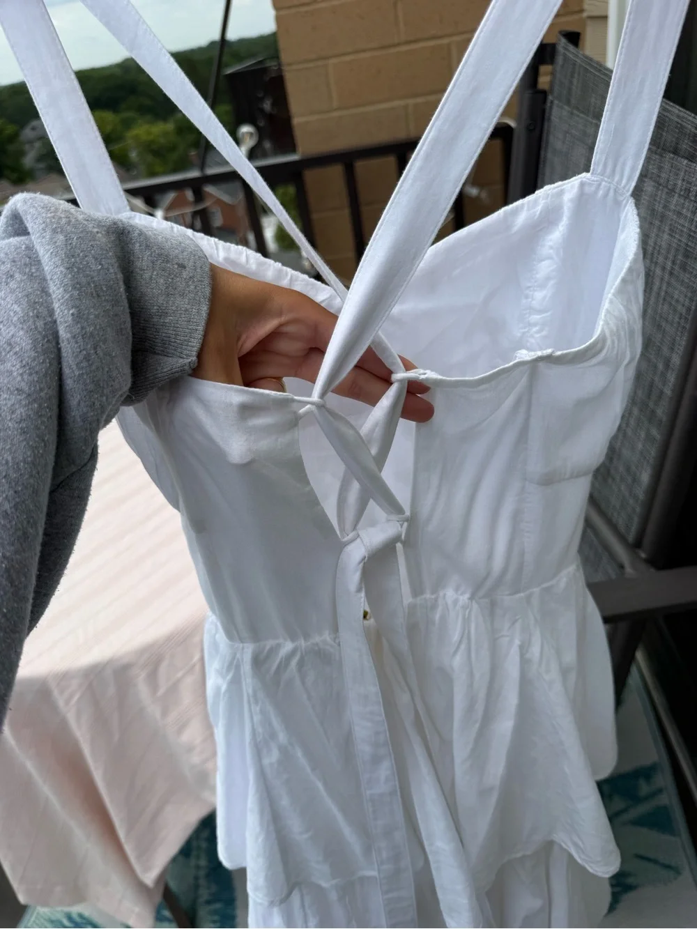 Abercrombie & Fitch White Tiered Maxi Dress with Adjustable Straps
